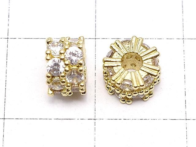 メタルパーツ ロンデル6.5×6.5×4mm ゴールド(CZ付) 2個 サムネイル2