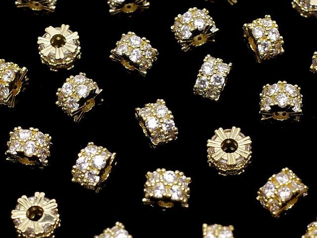 メタルパーツ ロンデル6.5×6.5×4mm ゴールド(CZ付) 2個 サムネイル3
