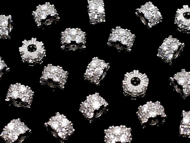 メタルパーツ ロンデル6.5×6.5×4mm シルバー(CZ付) 2個 サムネイル3