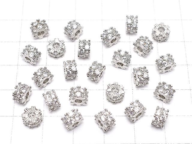 メタルパーツ ロンデル6.5×6.5×4mm シルバー(CZ付) 2個 サムネイル4