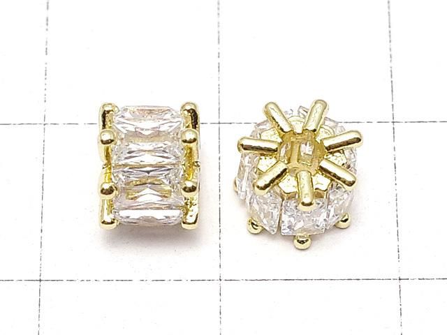 メタルパーツ ロンデル7×7×5.5mm ゴールドカラー(CZ付) 2個 サムネイル2