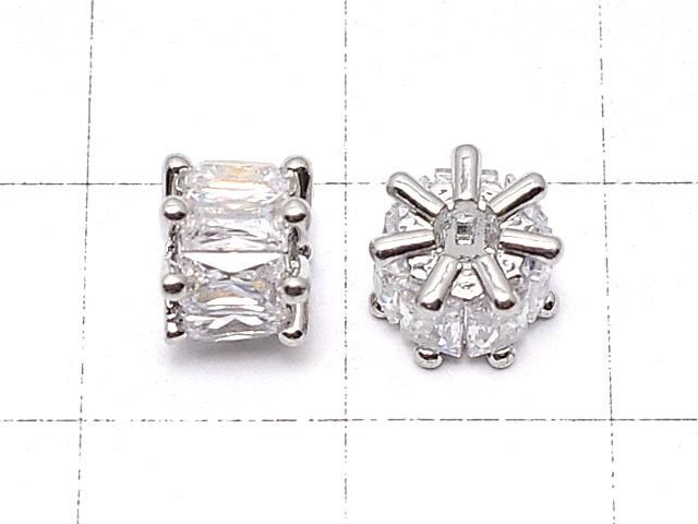 メタルパーツ ロンデル7×7×5.5mm シルバーカラー(CZ付) 2個 サムネイル2