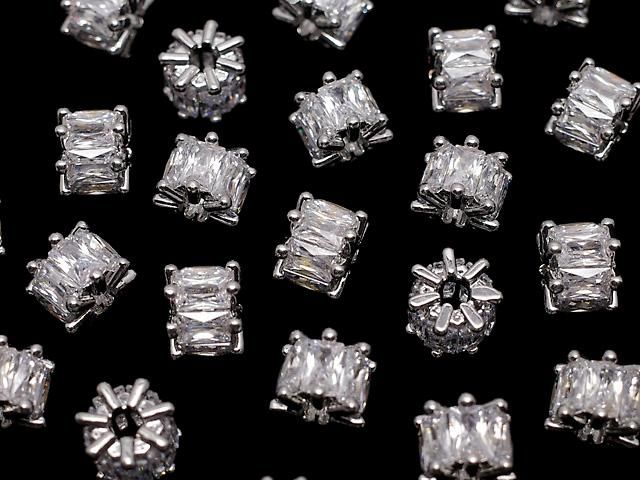 メタルパーツ ロンデル7×7×5.5mm シルバーカラー(CZ付) 2個 サムネイル3