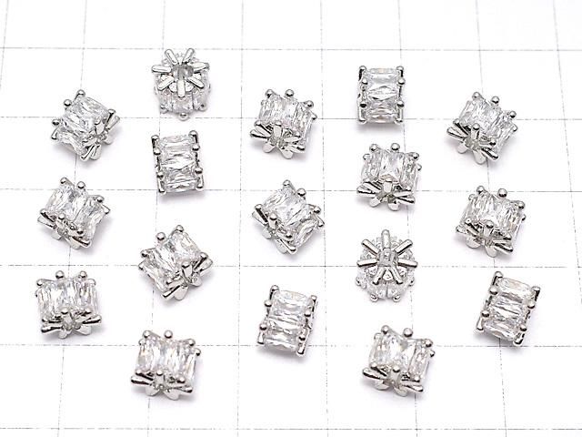 メタルパーツ ロンデル7×7×5.5mm シルバーカラー(CZ付) 2個 サムネイル4