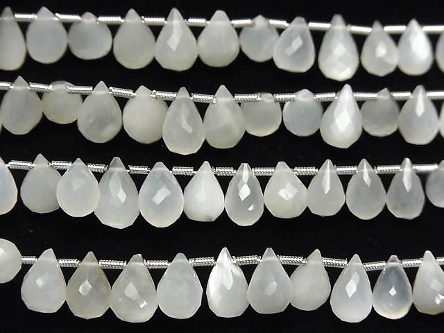 【動画】宝石質ホワイトムーンストーンAAA ドロップ ブリオレットカット 1連(約18cm) サムネイル3
