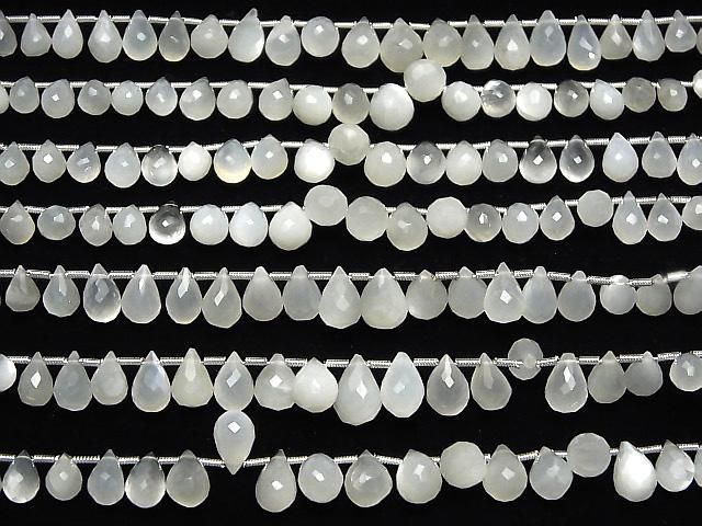 【動画】宝石質ホワイトムーンストーンAAA ドロップ ブリオレットカット 1連(約18cm) サムネイル4