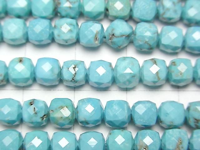 【動画】【素晴らしい輝き】マグネサイトターコイズ キューブカット5×5×5mm 1連(約37cm) サムネイル2