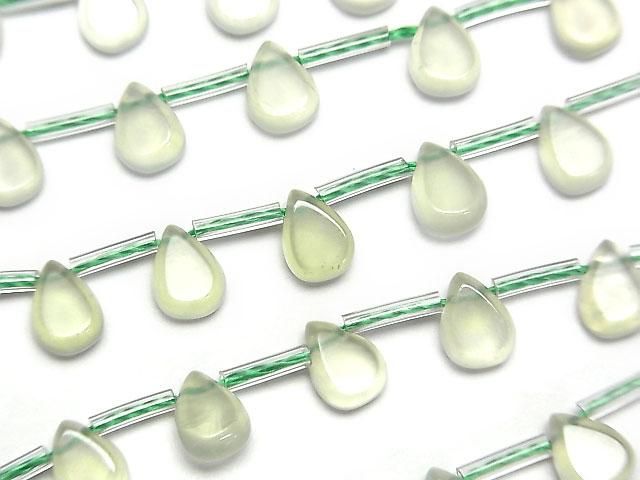 【動画】宝石質プレナイトAAA ペアシェイプ(プレーン)7×5mm 1連(約17cm)の画像