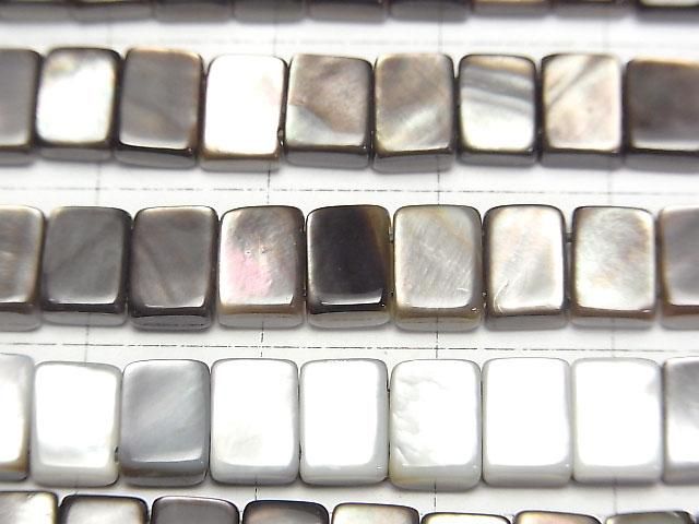 【動画】高品質ブラックシェル(黒蝶貝) 2つ穴レクタングル7×5mm 1/4連~1連(約38cm) サムネイル2