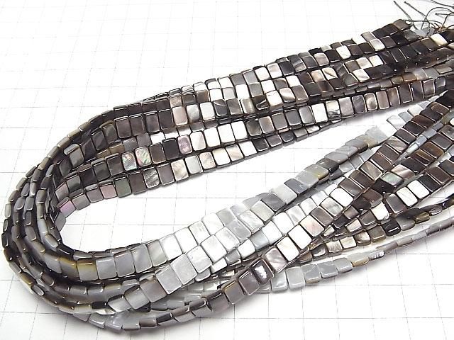 【動画】高品質ブラックシェル(黒蝶貝) 2つ穴レクタングル7×5mm 1/4連~1連(約38cm) サムネイル4
