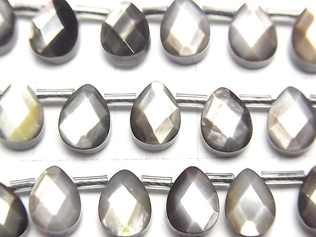 【動画】高品質ブラックシェル(黒蝶貝)AAA ペアシェイプカット8×6mm 1/4連~1連(約38cm) サムネイル2