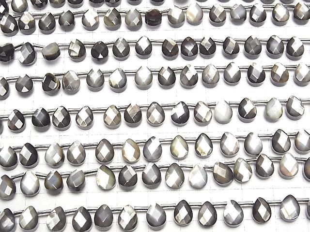 【動画】高品質ブラックシェル(黒蝶貝)AAA ペアシェイプカット8×6mm 1/4連~1連(約38cm) サムネイル3