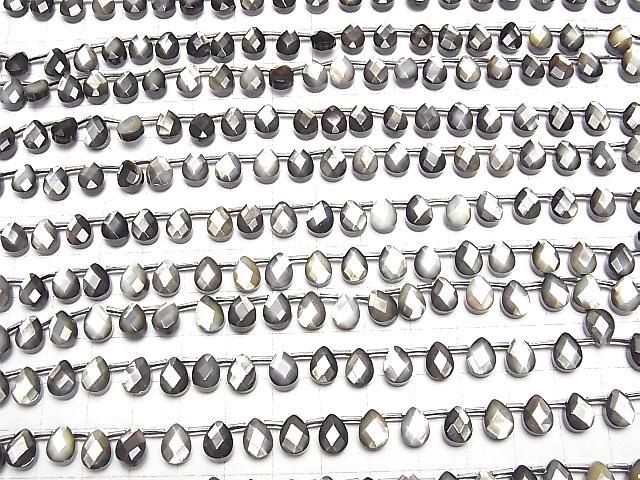 【動画】高品質ブラックシェル(黒蝶貝)AAA ペアシェイプカット8×6mm 1/4連~1連(約38cm) サムネイル4