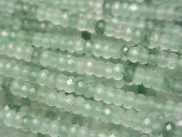 【動画】【素晴らしい輝き】グリーンアベンチュリン ボタンカット3×3×2mm 1連(約37cm)の画像