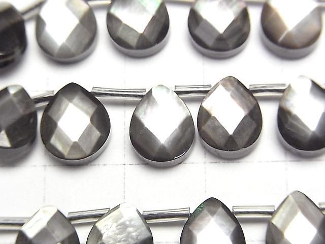 【動画】高品質ブラックシェル(黒蝶貝)AAA ペアシェイプカット10×8mm 1/4連~1連(約36cm) サムネイル2