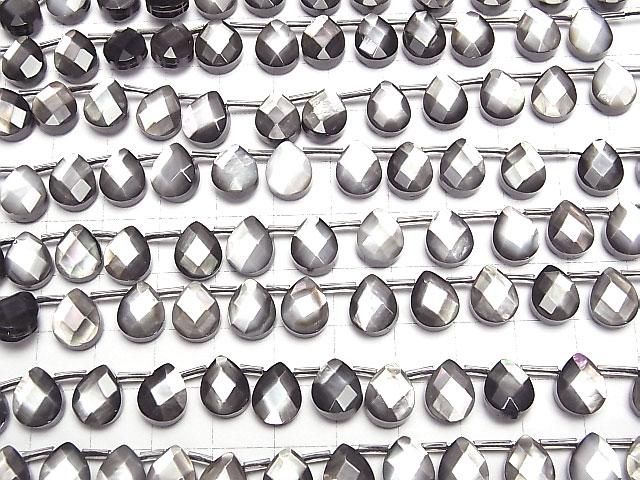 【動画】高品質ブラックシェル(黒蝶貝)AAA ペアシェイプカット10×8mm 1/4連~1連(約36cm) サムネイル3