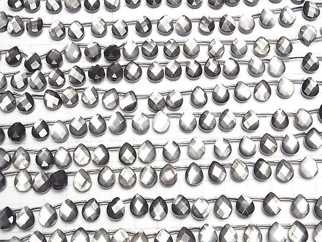 【動画】高品質ブラックシェル(黒蝶貝)AAA ペアシェイプカット10×8mm 1/4連~1連(約36cm) サムネイル4