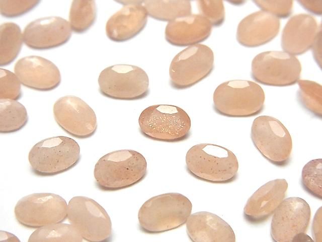 【動画】宝石質ピーチムーンストーンAAA ルース オーバルファセットカット6×4mm 10粒の画像