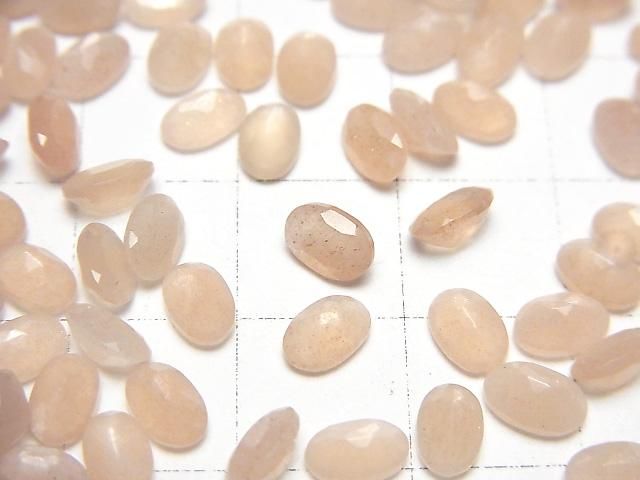 【動画】宝石質ピーチムーンストーンAAA ルース オーバルファセットカット6×4mm 10粒 サムネイル2