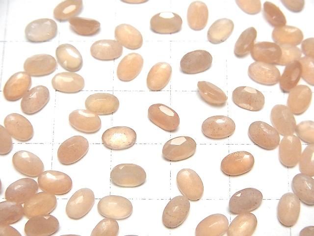 【動画】宝石質ピーチムーンストーンAAA ルース オーバルファセットカット6×4mm 10粒 サムネイル4