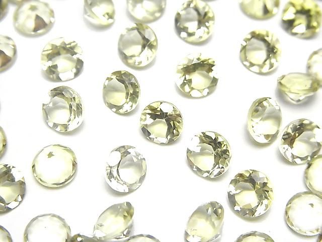 【動画】宝石質レモンクォーツAAA ルース ラウンドファセットカット6×6mm 10粒の画像