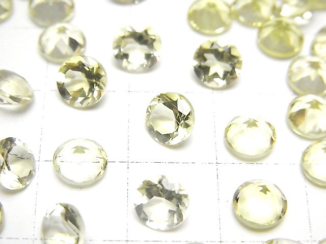 【動画】宝石質レモンクォーツAAA　ルース　ラウンドファセットカット6×6mm　10粒 サムネイル2