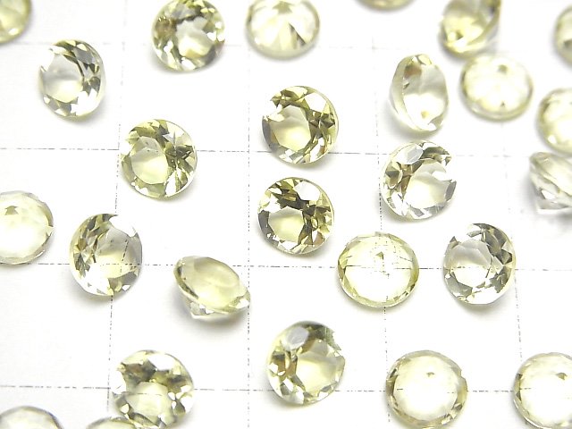 【動画】宝石質レモンクォーツAAA　ルース　ラウンドファセットカット6×6mm　10粒 サムネイル3