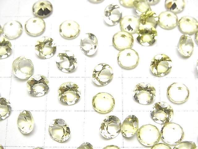 【動画】宝石質レモンクォーツAAA　ルース　ラウンドファセットカット6×6mm　10粒 サムネイル4