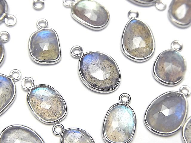 【動画】宝石質ラブラドライトAAA 枠留めフリーフォーム ローズカット 【片カン】 SILVER925 4個の画像