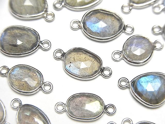 【動画】宝石質ラブラドライトAAA 枠留めフリーフォーム ローズカット 【両カン】 SILVER925 4個の画像