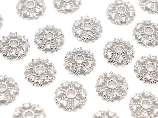 Silver925 ビーズキャップ6×6×1.5mm スノークリスタル(雪の結晶) 4個の画像