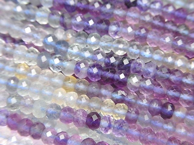 【動画】【素晴らしい輝き】マルチカラーフローライトAAA- ボタンカット4×4×2.5mm 1連(約35cm)の画像