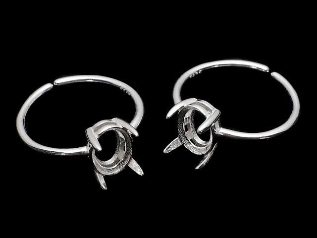 【動画】Silver925 リング空枠(爪留め)オーバルファセットカット8×6mm 生地 フリーサイズ 1個の画像