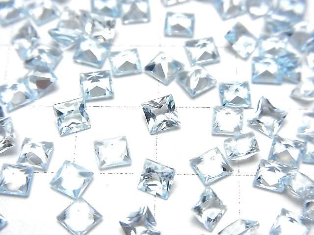 【動画】宝石質スカイブルートパーズAAA ルース プリンセスカット4×4mm 10粒 サムネイル3