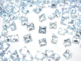 【動画】宝石質スカイブルートパーズAAA ルース プリンセスカット4×4mm 10粒