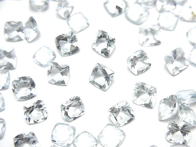 【動画】宝石質アクアマリンAAA- ルース スクエアファセットカット5×5mm 3粒の画像