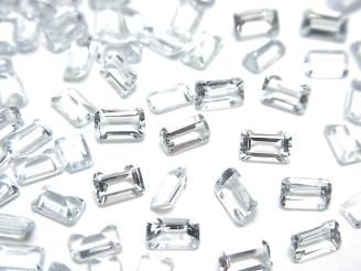 【動画】宝石質アクアマリンAAA- ルース レクタングルファセットカット5×3mm 5粒