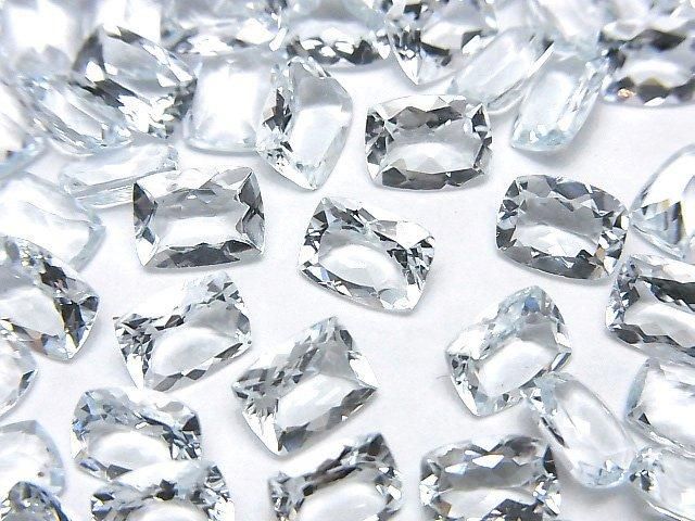 【動画】宝石質アクアマリンAAA- ルース レクタングルファセットカット8×6mm 2粒の画像
