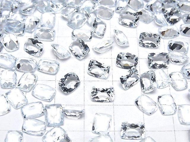 【動画】宝石質アクアマリンAAA- ルース レクタングルファセットカット8×6mm 2粒 サムネイル4
