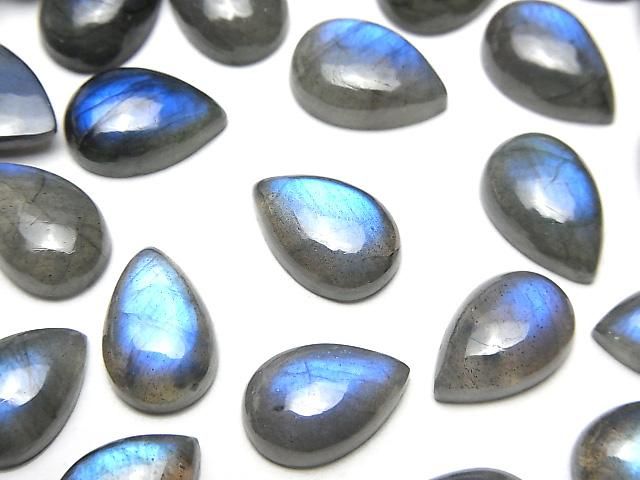 【動画】ブルーラブラドライトAA++ ペアシェイプ カボション12×8mm 3個の画像