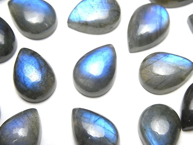 【動画】ブルーラブラドライトAA++ ペアシェイプ カボション14×10mm 2個の画像