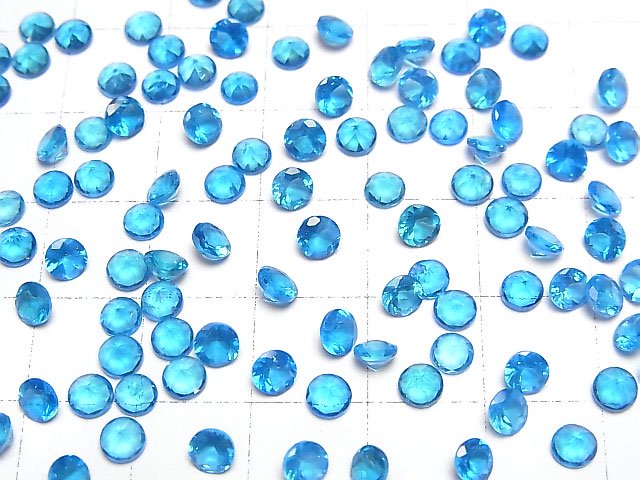 【動画】宝石質ネオンブルーアパタイトAAA ルース ラウンドファセットカット4×4mm 2粒