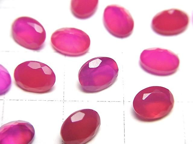 【動画】宝石質フューシャピンクカルセドニーAAA ルース オーバルファセットカット7×5mm 5粒 サムネイル2