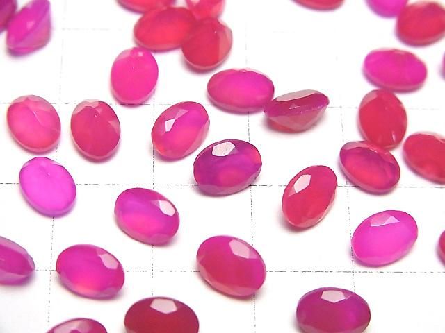 【動画】宝石質フューシャピンクカルセドニーAAA ルース オーバルファセットカット7×5mm 5粒 サムネイル3