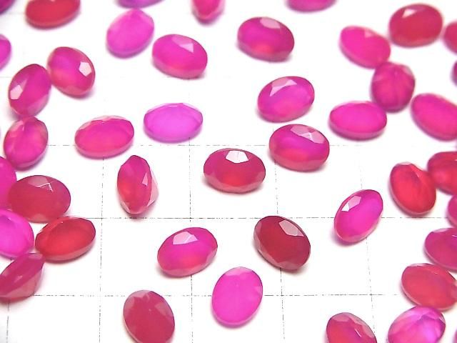 【動画】宝石質フューシャピンクカルセドニーAAA ルース オーバルファセットカット7×5mm 5粒 サムネイル4