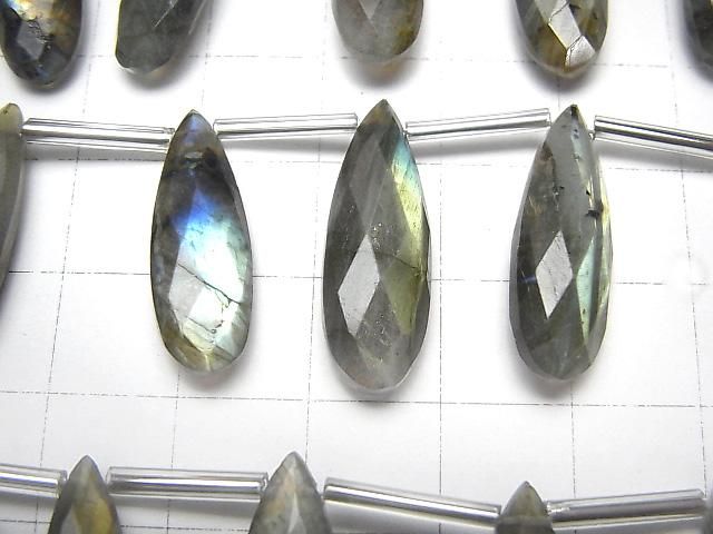 【動画】ラブラドライトAA++ ペアシェイプ ブリオレットカット24×8mm 1連(8粒) サムネイル2
