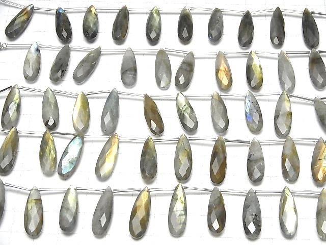 【動画】ラブラドライトAA++ ペアシェイプ ブリオレットカット24×8mm 1連(8粒) サムネイル4