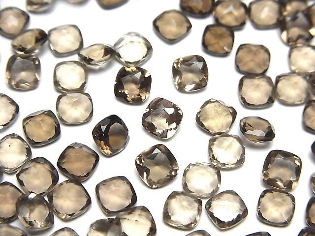 【動画】宝石質スモーキークォーツAAA ルース スクエアファセットカット5×5mm 10粒の画像