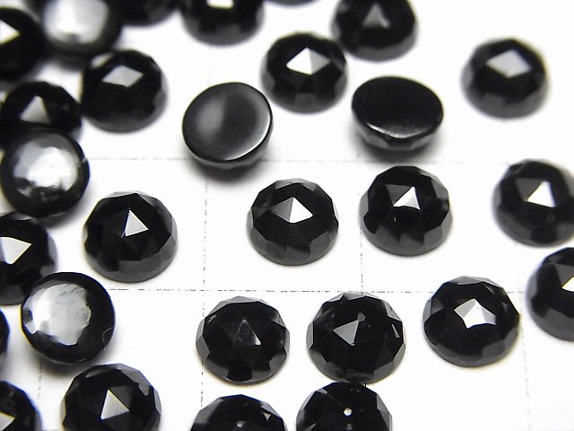 ブラックスピネル ラウンド ローズカット6×6mm 5個｜天然石ビーズの卸