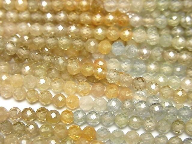 【動画】【素晴らしい輝き】宝石質天然マルチカラージルコンAAA- ラウンドカット3mm 半連/1連(約30cm)の画像